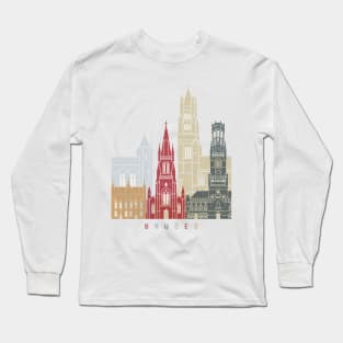 Bruges skyline poster Long Sleeve T-Shirt